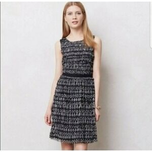 Anthropologie‎ Dress Black White Floral Smocked Waist Sleeveles Mesh Medium